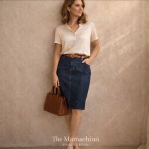 Talbots Classic Dark Wash Denim Skirt | Size 10